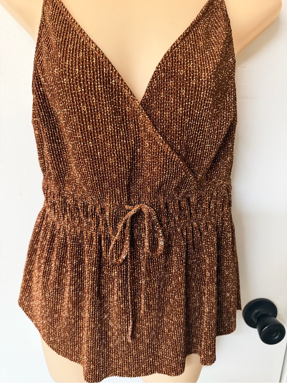 Abercrombie & Fitch Metallic Copper Brown V-Neck Drawstring Cami